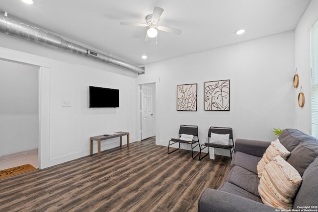 402 E Dewey, San Antonio, TX 78212 - living area with recessed lighting, a ceiling fan, and dark wood finished floors