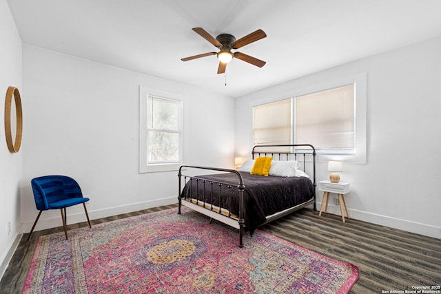 402 E Dewey, San Antonio, TX 78212 - bedroom with baseboards, a ceiling fan, and wood finished floors