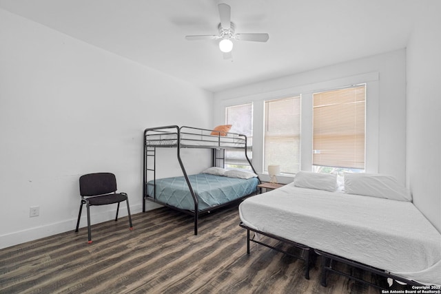 402 E Dewey, San Antonio, TX 78212 - bedroom featuring baseboards, wood finished floors, and ceiling fan