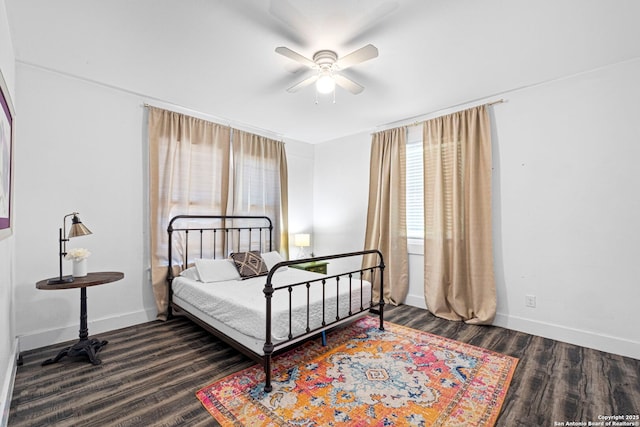 402 E Dewey, San Antonio, TX 78212 - bedroom with wood finished floors, baseboards, and ceiling fan
