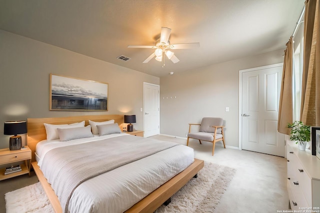 3407 Maguey Trl, San Antonio, TX 78245 - bedroom with light colored carpet, baseboards, and ceiling fan