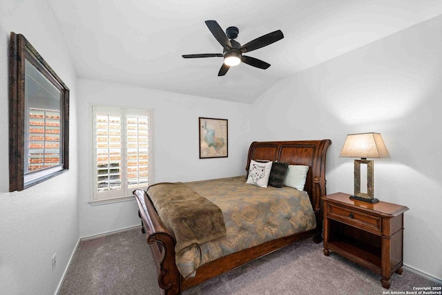 3714 Cotoneaster, San Antonio, TX 78261 - bedroom with carpet floors, a ceiling fan, and vaulted ceiling