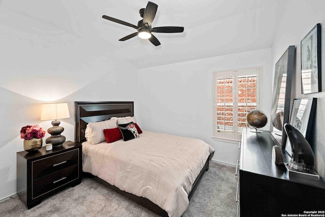 3714 Cotoneaster, San Antonio, TX 78261 - bedroom with lofted ceiling, carpet floors, and a ceiling fan