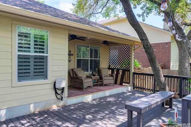 3714 Cotoneaster, San Antonio, TX 78261 - wooden terrace with ceiling fan