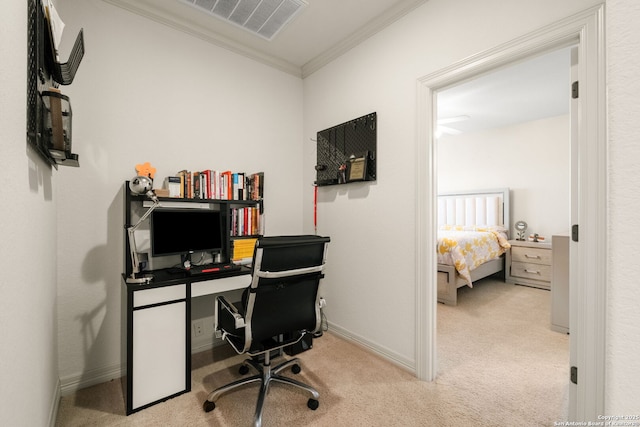 846 Fawnway, San Antonio, TX 78260 - office featuring light colored carpet, ornamental molding, and baseboards