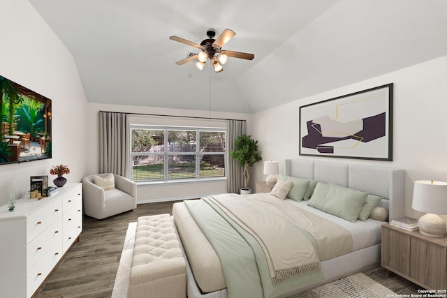 1015 Water Lily, San Antonio, TX 78260 - bedroom with vaulted ceiling, wood finished floors, and a ceiling fan