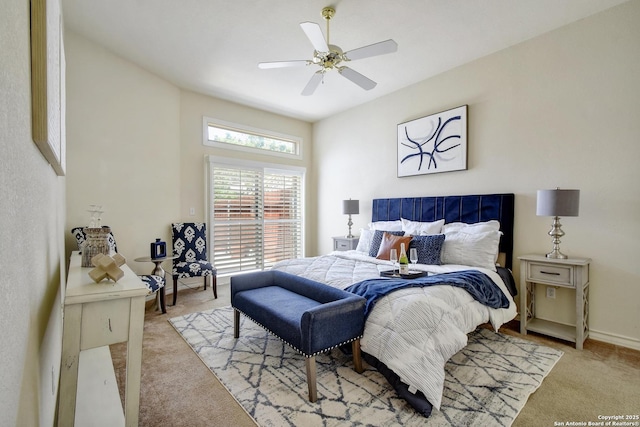 67 Oakwell Farms, San Antonio, TX 78218 - bedroom featuring light colored carpet, a ceiling fan, and baseboards