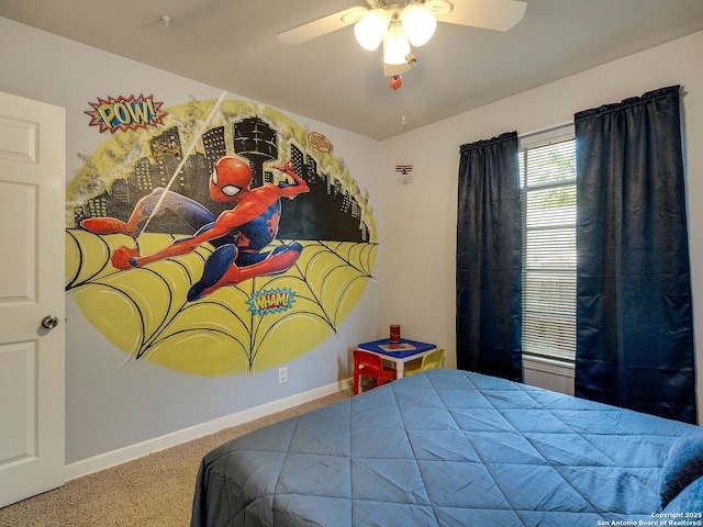 126 Arnold, San Antonio, TX 78213 - carpeted bedroom with baseboards and a ceiling fan