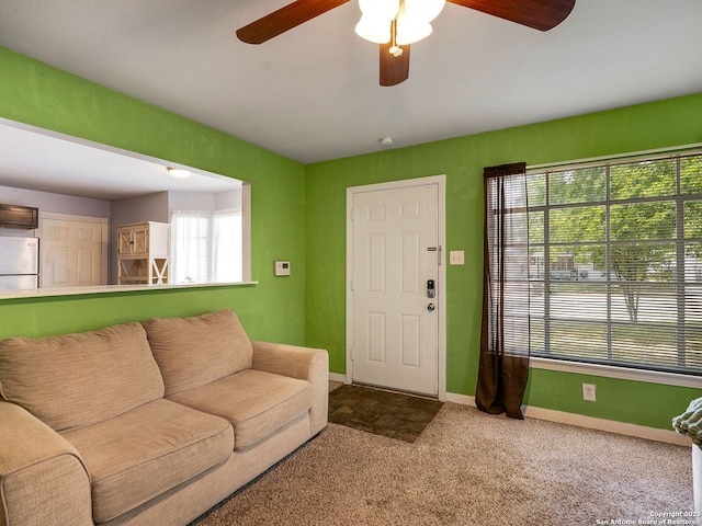 126 Arnold, San Antonio, TX 78213 - living area with ceiling fan, carpet flooring, and baseboards