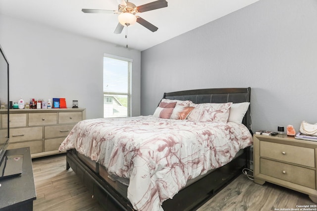 24342 Mateo Rdg, San Antonio, TX 78261 - bedroom with wood finished floors and a ceiling fan