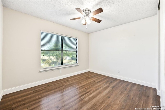 6119 Ferrysage, San Antonio, TX 78244 - empty room featuring wood finished floors, baseboards, ceiling fan, and a textured ceiling