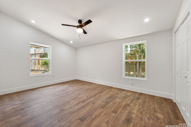 101 New York, San Antonio, TX 78214 - unfurnished bedroom with wood finished floors, baseboards, a closet, recessed lighting, and a ceiling fan