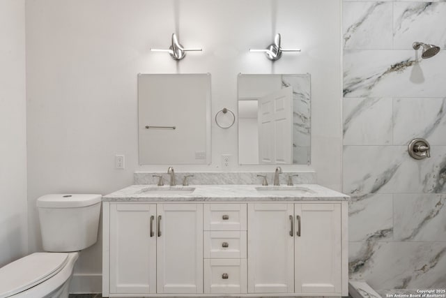 101 New York, San Antonio, TX 78214 - bathroom featuring toilet, double vanity, and a shower