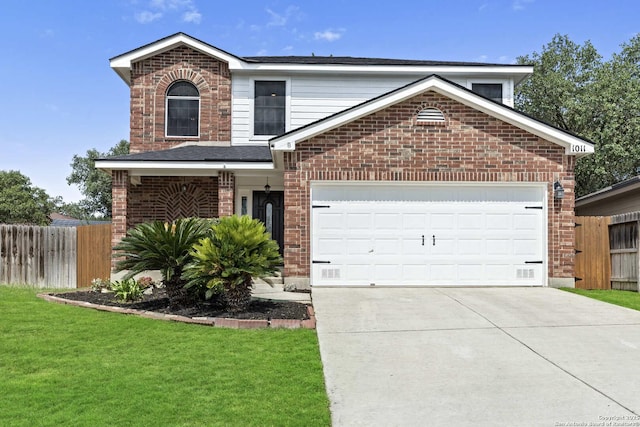 1011 Cat Mesa, San Antonio, TX 78251 - traditional-style house featuring brick siding, a garage, and concrete driveway