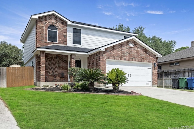 1011 Cat Mesa, San Antonio, TX 78251 - traditional-style home featuring brick siding, an attached garage, and concrete driveway