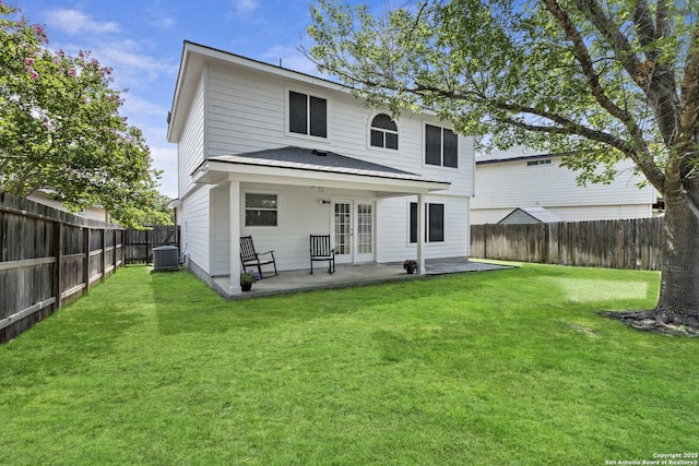 1011 Cat Mesa, San Antonio, TX 78251 - back of property featuring a patio, french doors, and central air condition unit