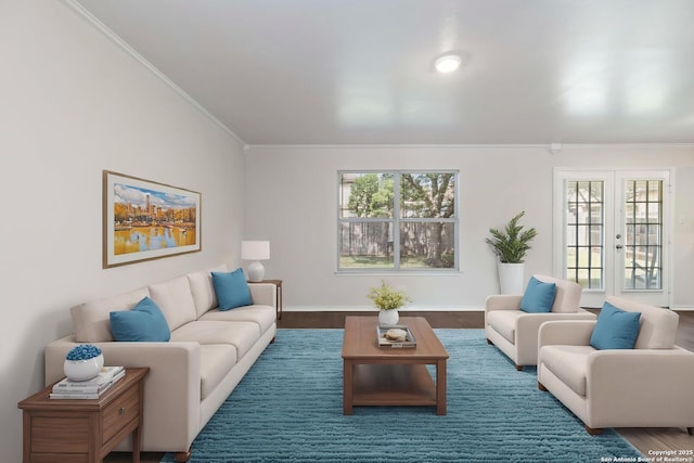 1011 Cat Mesa, San Antonio, TX 78251 - living area featuring ornamental molding, wood finished floors, and baseboards