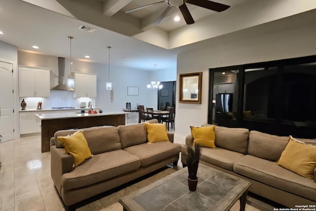 1726 Claudia Vis, San Antonio, TX 78224 - living room with a ceiling fan and recessed lighting