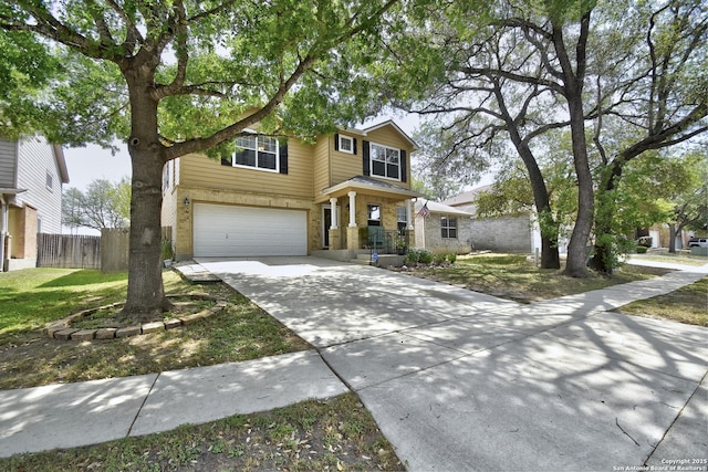 181 Foxglove, Cibolo, TX 78108 - traditional-style house with a garage, concrete driveway, and brick siding