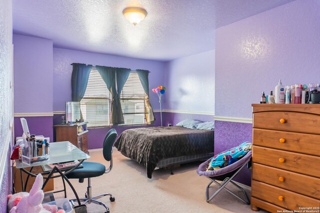9930 Amber Breeze, San Antonio, TX 78245 - carpeted bedroom with a textured ceiling and a textured wall