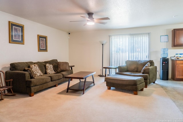 9930 Amber Breeze, San Antonio, TX 78245 - living room featuring a ceiling fan and light colored carpet