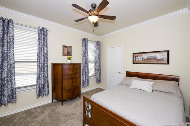414 Aspen, San Antonio, TX 78253 - bedroom with light colored carpet, crown molding, baseboards, and a ceiling fan