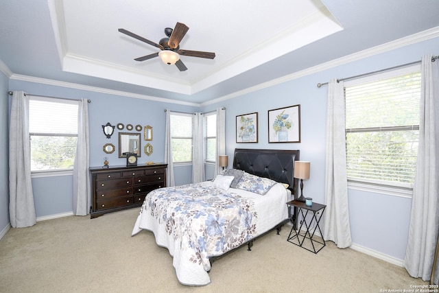414 Aspen, San Antonio, TX 78253 - bedroom with a raised ceiling, multiple windows, carpet flooring, and ornamental molding
