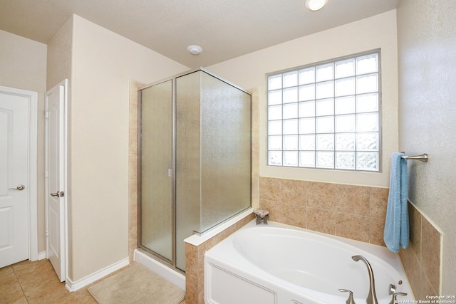 414 Aspen, San Antonio, TX 78253 - bathroom featuring a garden tub, a stall shower, and tile patterned flooring