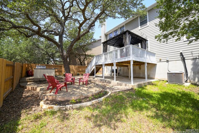 414 Aspen, San Antonio, TX 78253 - rear view of property with a patio area, a wooden deck, stairway, and a fenced backyard