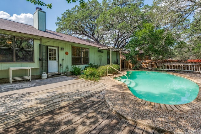 15314 Artesian Oaks, San Antonio, TX 78232 - view of swimming pool with a fenced backyard and a deck