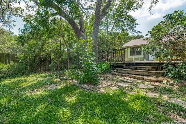 15314 Artesian Oaks, San Antonio, TX 78232 - view of yard featuring a wooden deck