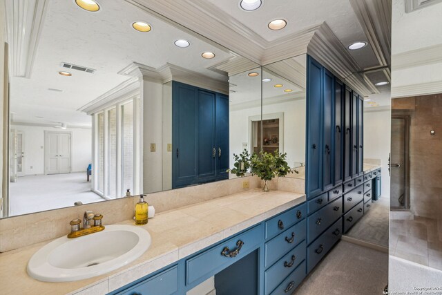 209 Chichester Pl Unit 1, San Antonio, TX 78209 - full bath with crown molding, recessed lighting, and vanity