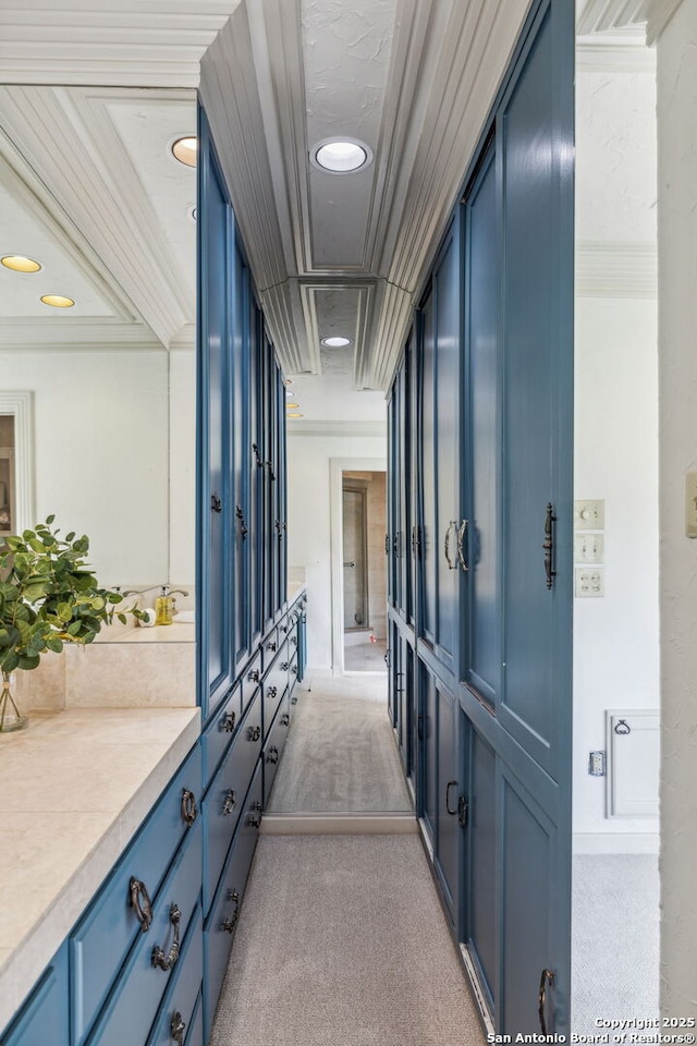 209 Chichester Pl Unit 1, San Antonio, TX 78209 - hallway with light colored carpet and recessed lighting