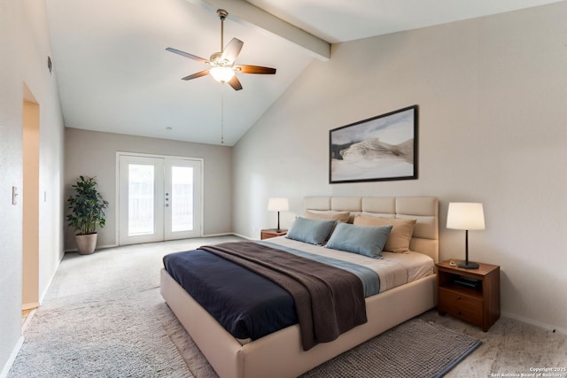 1111 Rio Linda, San Antonio, TX 78245 - carpeted bedroom featuring access to exterior, french doors, baseboards, and ceiling fan