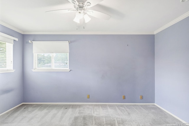 634 Golfcrest, Windcrest, TX 78239 - empty room featuring carpet flooring, crown molding, a ceiling fan, and baseboards