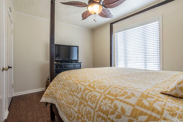 322 Pool, San Antonio, TX 78223 - bedroom with ornamental molding, dark wood-style floors, and baseboards