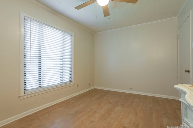 322 Pool, San Antonio, TX 78223 - spare room with a ceiling fan, light wood-style flooring, ornamental molding, plenty of natural light, and baseboards