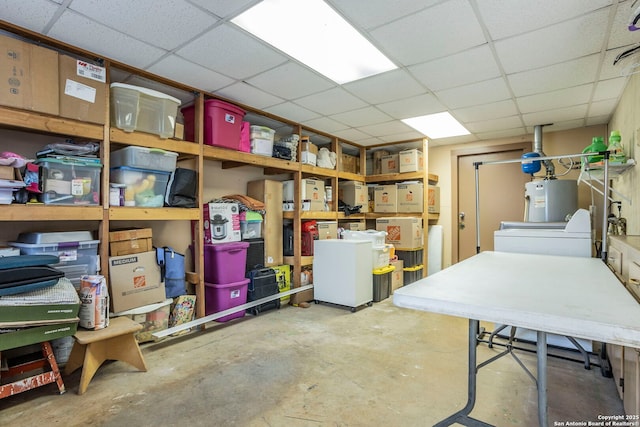 322 Pool, San Antonio, TX 78223 - below grade area with electric water heater and a drop ceiling