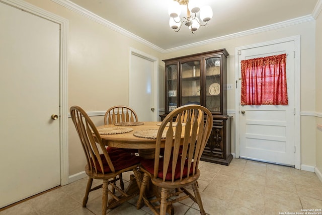 322 Pool, San Antonio, TX 78223 - dining space with a chandelier, crown molding, and light tile patterned floors