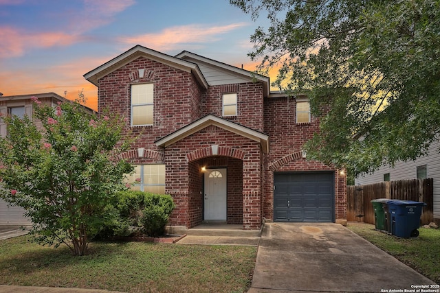 87 Kenrock Rdg, San Antonio, TX 78254 - traditional-style house featuring brick siding, a garage, and driveway