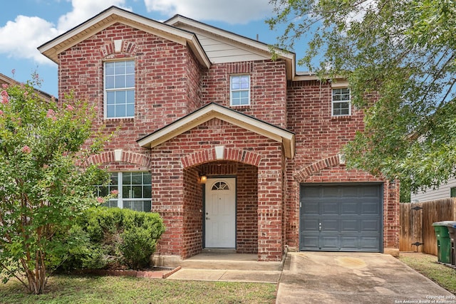 87 Kenrock Rdg, San Antonio, TX 78254 - traditional-style house featuring brick siding, a garage, and driveway