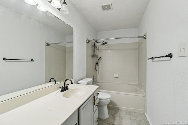 87 Kenrock Rdg, San Antonio, TX 78254 - bathroom with toilet, vanity, shower / bath combination, tile patterned flooring, and baseboards