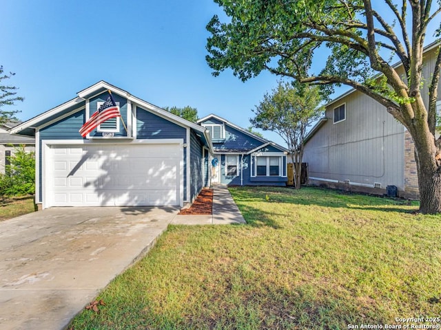 7363 Longing Trl, San Antonio, TX 78244 - view of front of property featuring a front yard, concrete driveway, and an attached garage