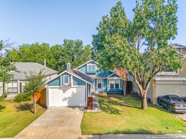 7363 Longing Trl, San Antonio, TX 78244 - view of front of home with driveway, a front lawn, and a garage