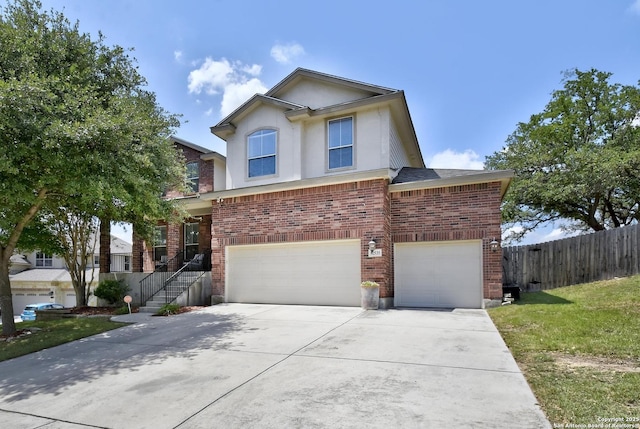 12535 Panola Way, San Antonio, TX 78253 - traditional-style house featuring an attached garage, brick siding, driveway, and stucco siding