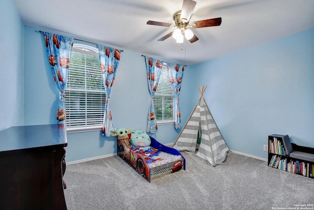12535 Panola Way, San Antonio, TX 78253 - carpeted bedroom featuring baseboards and ceiling fan