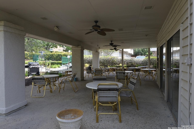 12610 Uhr Ln Unit 281, San Antonio, TX 78217 - view of patio / terrace featuring outdoor dining space, ceiling fan, and grilling area