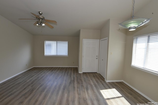 12610 Uhr Ln Unit 281, San Antonio, TX 78217 - empty room with wood finished floors, healthy amount of natural light, baseboards, and ceiling fan