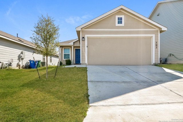 202 Reuben Kemper, San Antonio, TX 78220 - view of front of home featuring concrete driveway, a front yard, and an attached garage