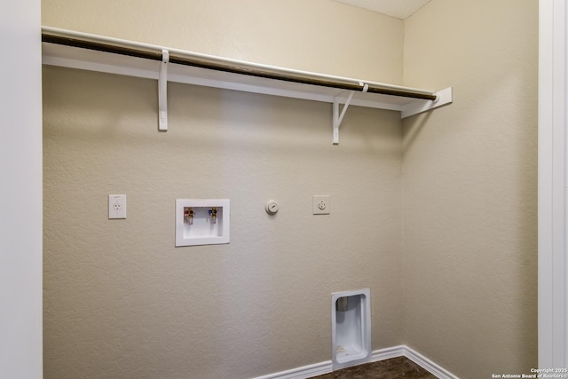 202 Reuben Kemper, San Antonio, TX 78220 - washroom with gas dryer hookup, hookup for an electric dryer, washer hookup, and baseboards